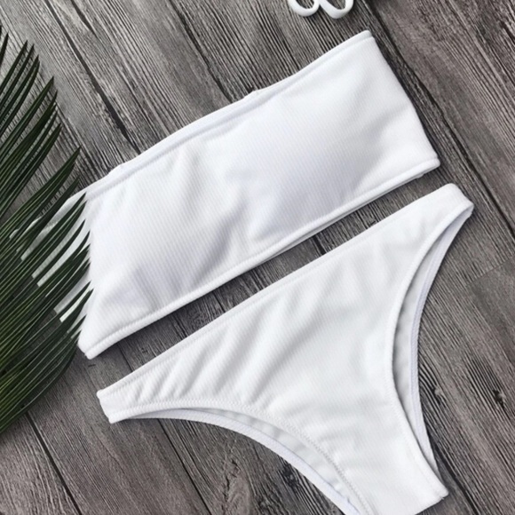 Last M Sale🎉🏖White Ribbed Bandeau Bikini 🏖 - Picture 3 of 6